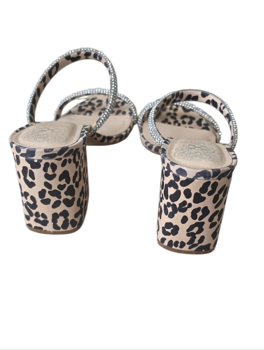 Vince Camuto Magaly Leopard Rhinestone Block Heel Sandals Y2K 7M - Picture 5 of 8